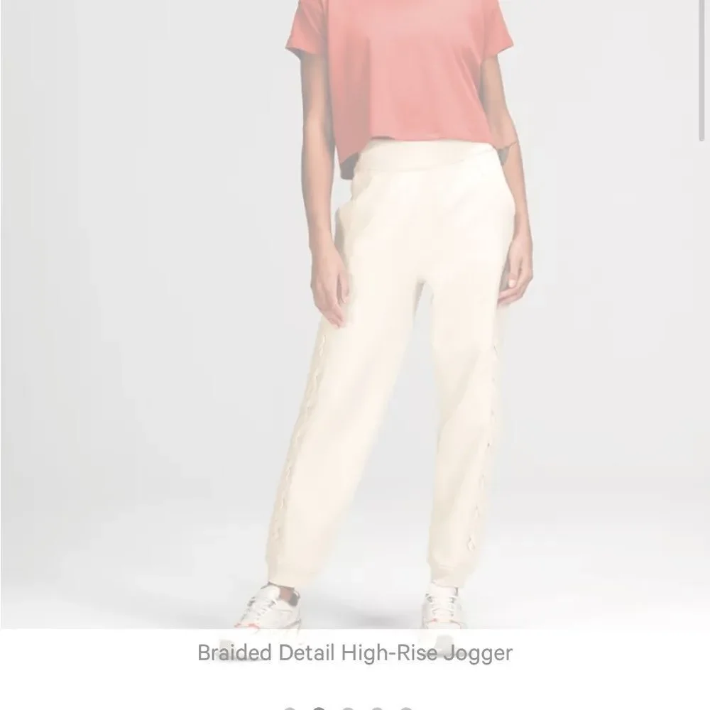 NWT LULULEMON BRAIDED DETAIL HIGH RISE JOGGER 8 white cream NWT  FLEECE 8 - Picture 5 of 7